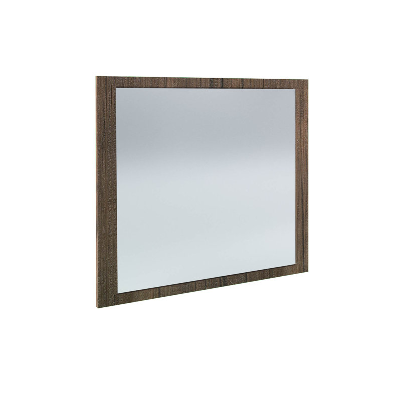 Trejo Glass Flat Mirror, 70cm H x 80cm W, Old Wood