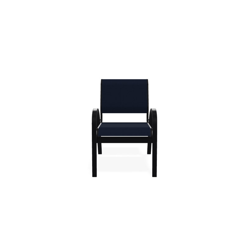Chaise de patio empilable Hiraku, Bleu marine 13D Sunbrella®, Noir texturé