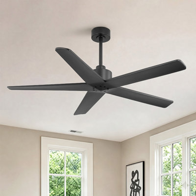 5-Solid Wood Blades Indoor Standard Ceiling Fan with Remote Down-Rod Mount 7 Speed