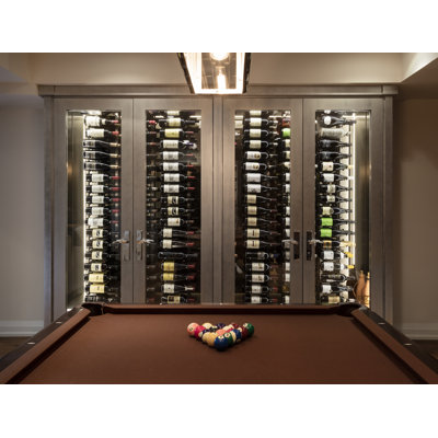 Indurial 54-Bottle Wall-Mounted Metal Wine Rack Kit in Golden Bronze Luxe – 72" Tall Modular Label-Forward Display