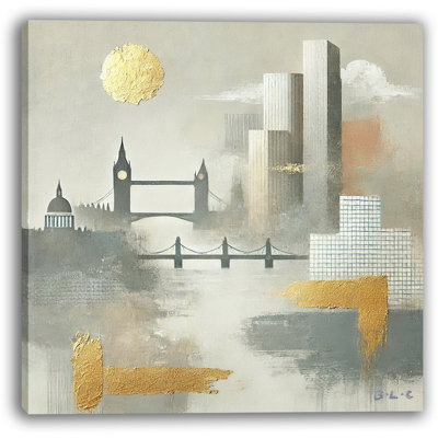 Impression sur toile Golden Skyline of London - Art contemporain