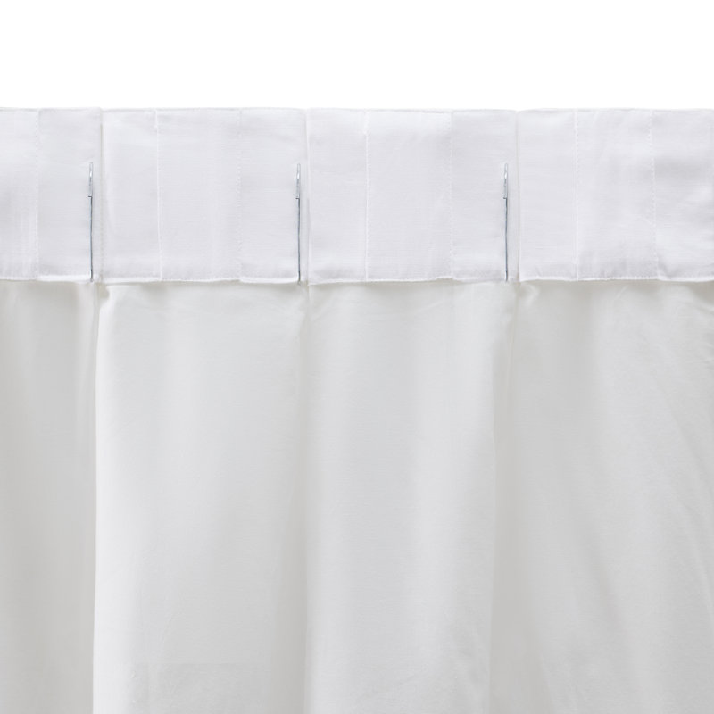 Romaro Premium Linen Cotton Blend Premium Yarn Dyed Pinch Pleat Pair w/ Backtabs, White, 28" W x 63" L