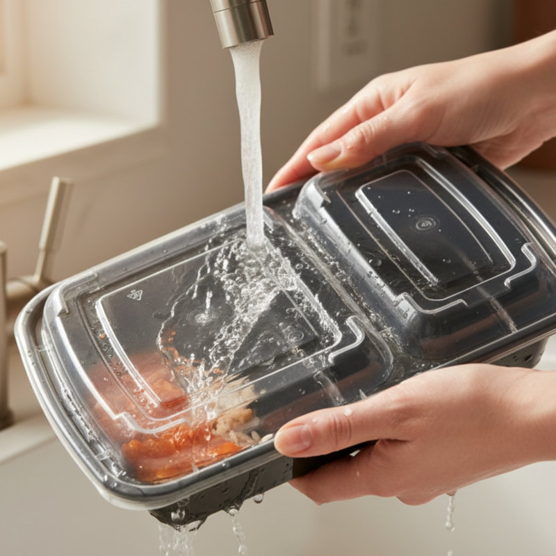 Microwaveable Compartmental Container (Rectangular) with Lid 2-compartment, 32oz, 150-Pack