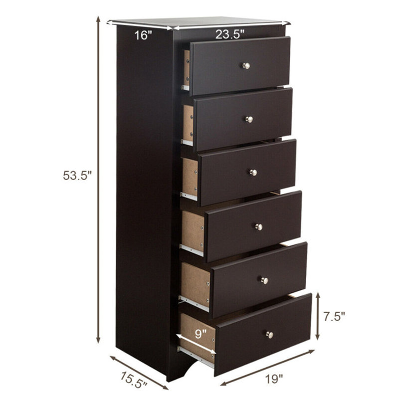 Badamo 23.5'' W 6 - Drawer Dresser, Brown