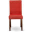 L'ensemble de table de salle à manger 3 pièces comprend une table de cuisine ronde avec piédestal et 2 chaises Parsons en simili cuir rouge Firebrick, 42 x 42 pouces, acajou-589976468-655403510-655403511