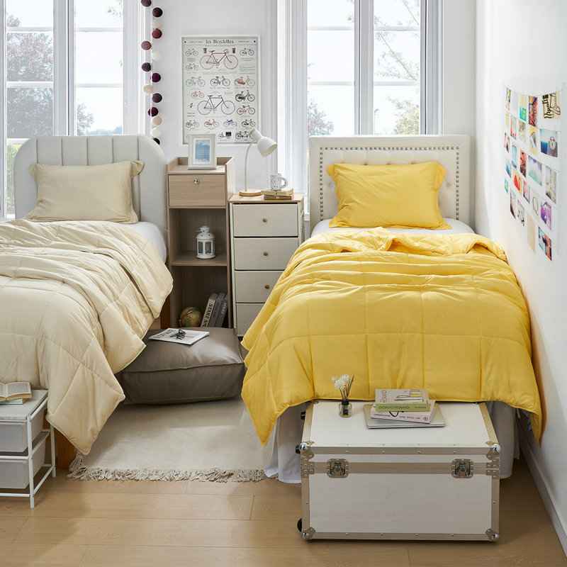 Menopleasing - Coma Inducer Oversized Cooling Comforter Set, Twin Extra Long Comforter + 1 Standard Sham, Yellow