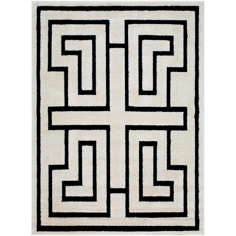 Rachel Zoe X Livabliss The Studio Edit Machine Woven Rug, Black/Beige, Rectangle 6'7" x 9'