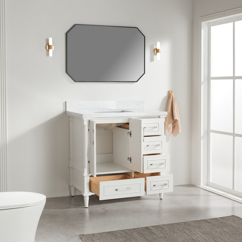 Ensemble de meuble-lavabo simple autoportant 36 po avec 2 poignées entièrement assemblé
