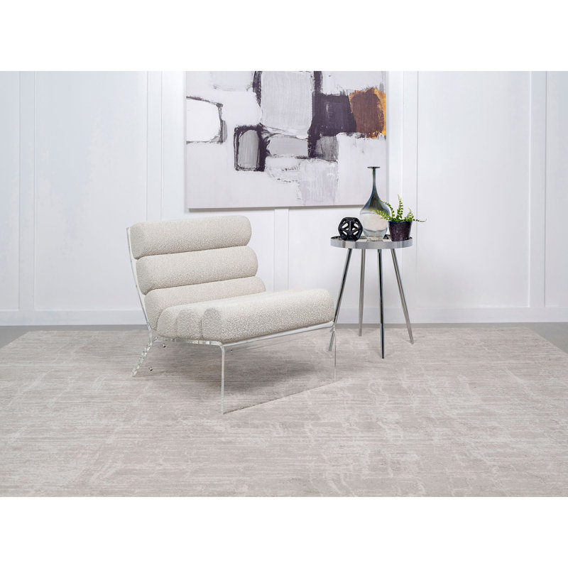Chaise rembourrée en acrylique Freeman Boucle, Ivoire ivoire