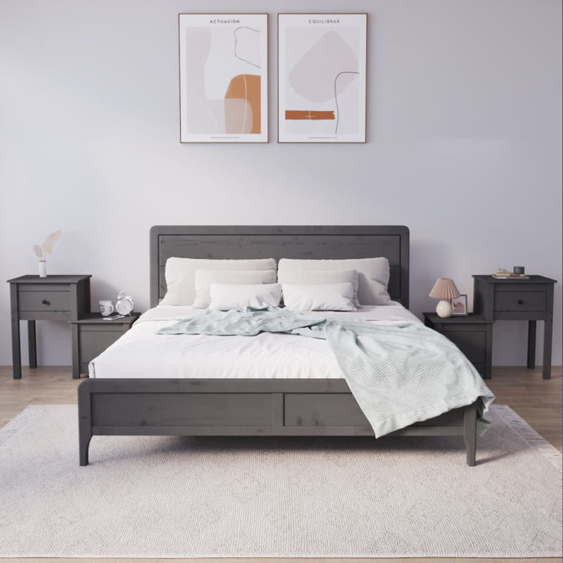 Bedside Cabinet 79,5x38x65,5 cm Solid Wood Pine, Grey, Individual