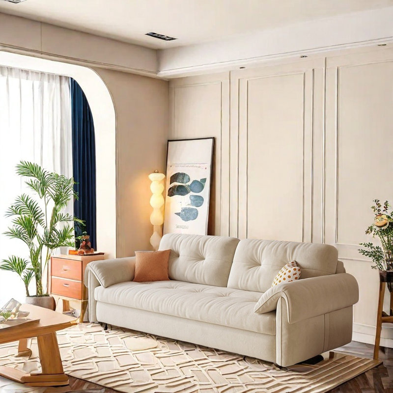 Canapé en tissu antique, H 33,86 po x l 85,04 po x P 32,28 po , 3