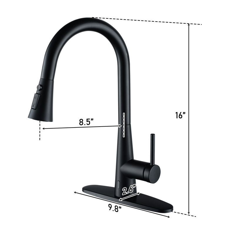 Clihome Pull Down Touchless Kitchen Faucet, Matte Black