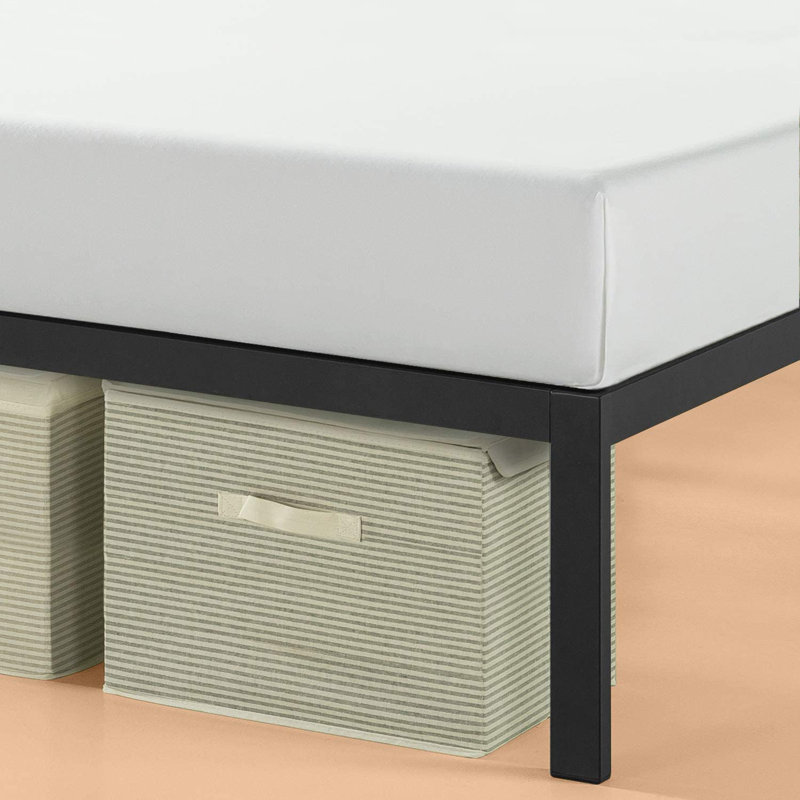 Santrell 14" Contemporary Modern Metal Platform Bed, Queen