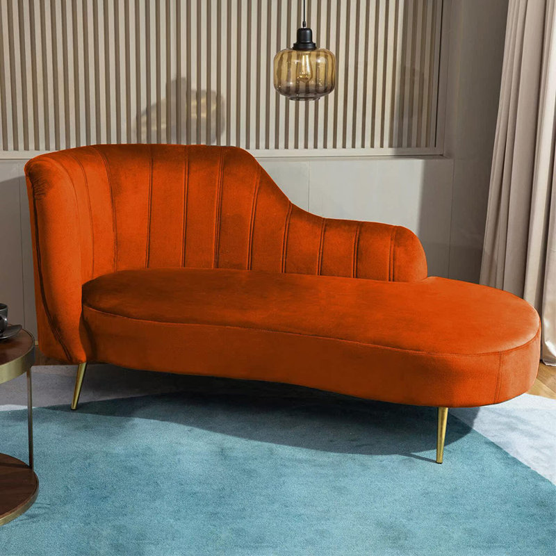 Chaise longue élégante, simple, moderne et créative, Orange, Orienté à gauche (vu de face)