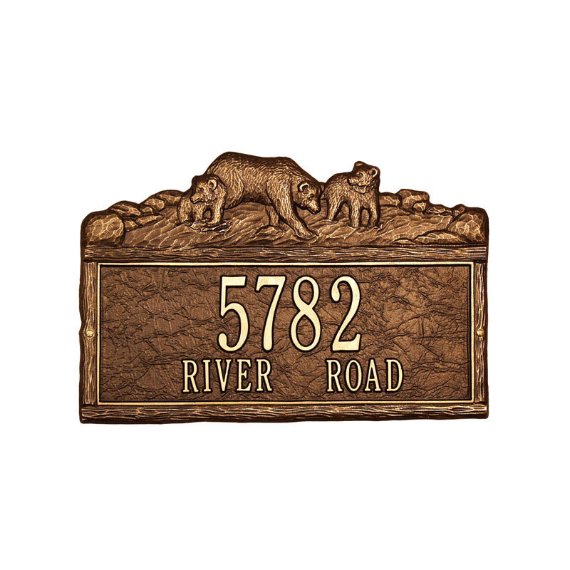 Woodland 2-Line Wall Address Plaque, Antique Copper, Yes