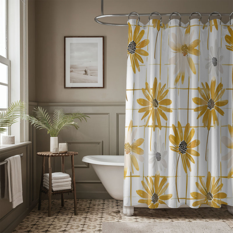 Rideau de douche Flower Plaid - Premium 106, H 74 po x l 71 po