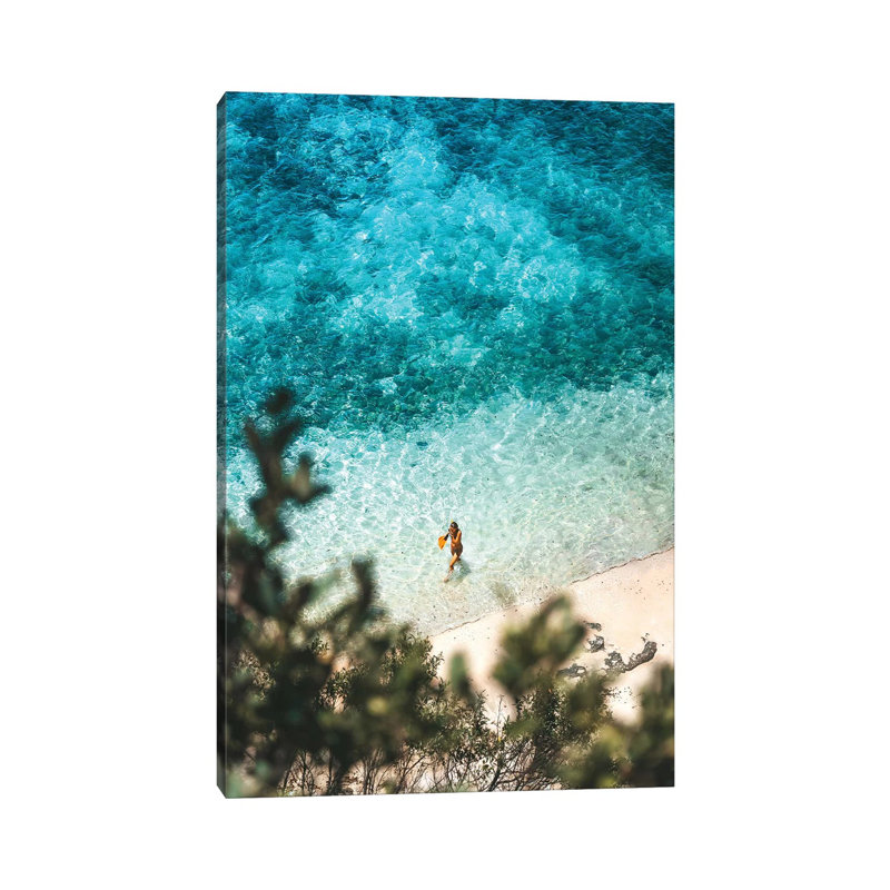 Lone Bikini Swimmer On Tropical Beach by James Vodicka - Wrapped Canvas Gallery-Wrapped Canvas Giclée, 66.04cm H x 45.72cm W