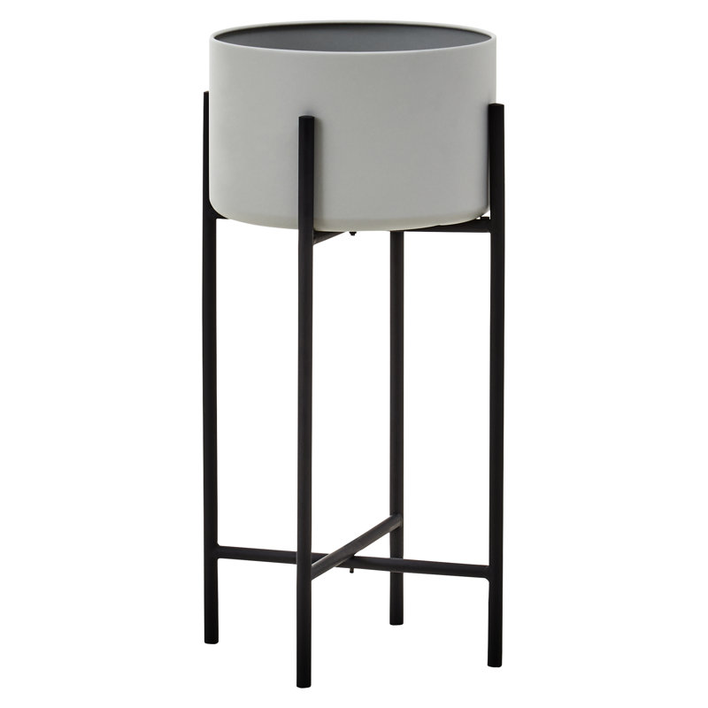 Maleiyah Metal Cachepot, Black/Grey, 55 x 28 x 28