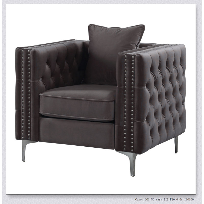 Fauteuil d'appoint capitonné gris foncé