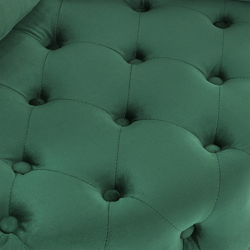 Chaise pivotante rembourrée et capitonnée en velours, Velours vert