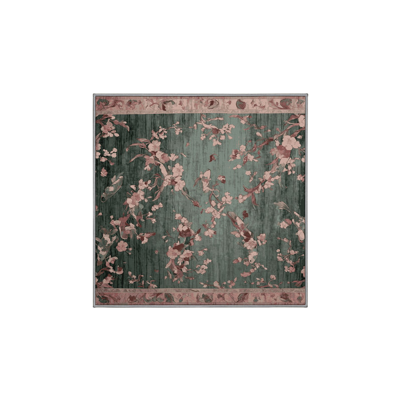 Machine Washable Gray Area Rug, Square 5'