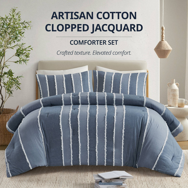 3 Pieces Striped Cotton Comforter Set