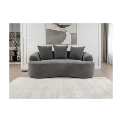 Curved Loveseat with Pocket Spring Cushions, No Assembly Needed
