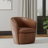 Crandell Top Grain 100% Genuine Italian Leather Swivel Barrel Chair-749069928