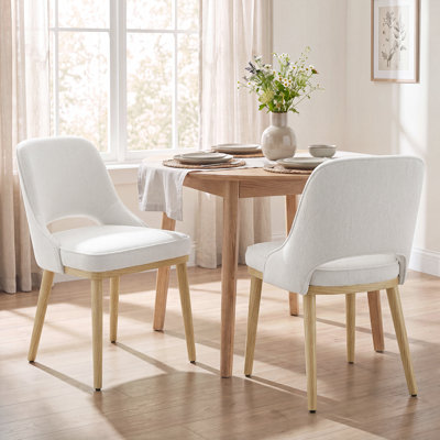 Chenille Upholstered Dining Chair With Solid Wood Legs