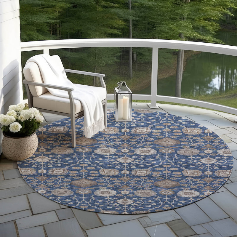 Tapis intérieur / extérieur bleu Selma , 8 pi x 8 pi