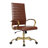 Humairaa Leather Office Chair – Executive Task Chair with Swivel, Adjustable Height & Gold Base for Home Office or Conference Room-351713850