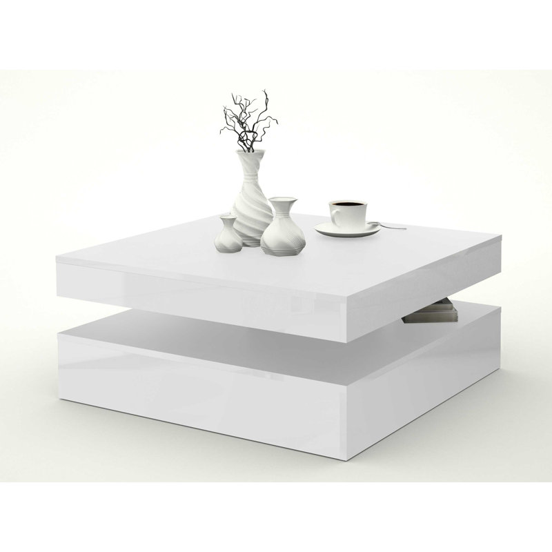 Downer Block Coffee Table, High-gloss white