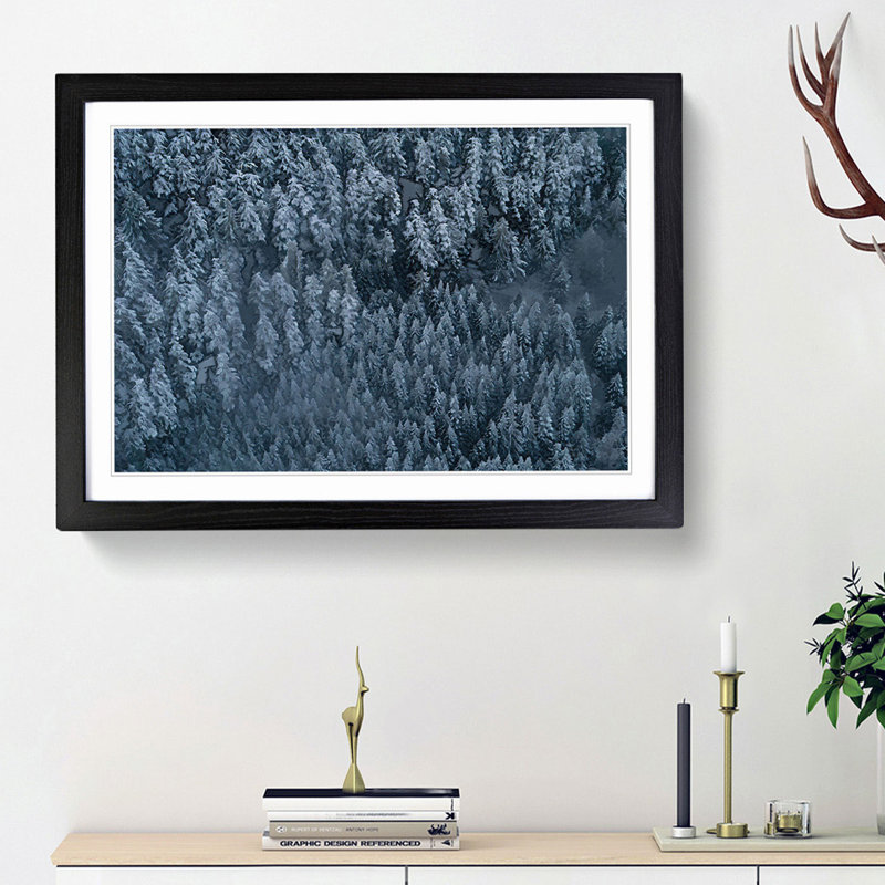A Pine Tree Forest in Abstract - Picture Frame Graphic Art Print, 48cm H x 65cm W x 2cm D, Black Framed
