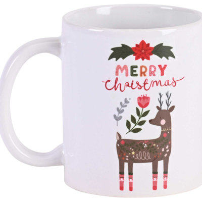 Tasse Merry Christmas Cerf en céramique 11 oz