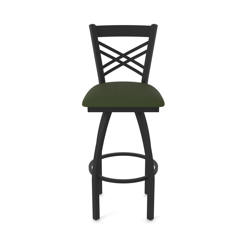 820 Catalina Swivel Stool, Black Wrinkle, Vinyl-Canter Pine, Bar Stool (30" Seat Height)