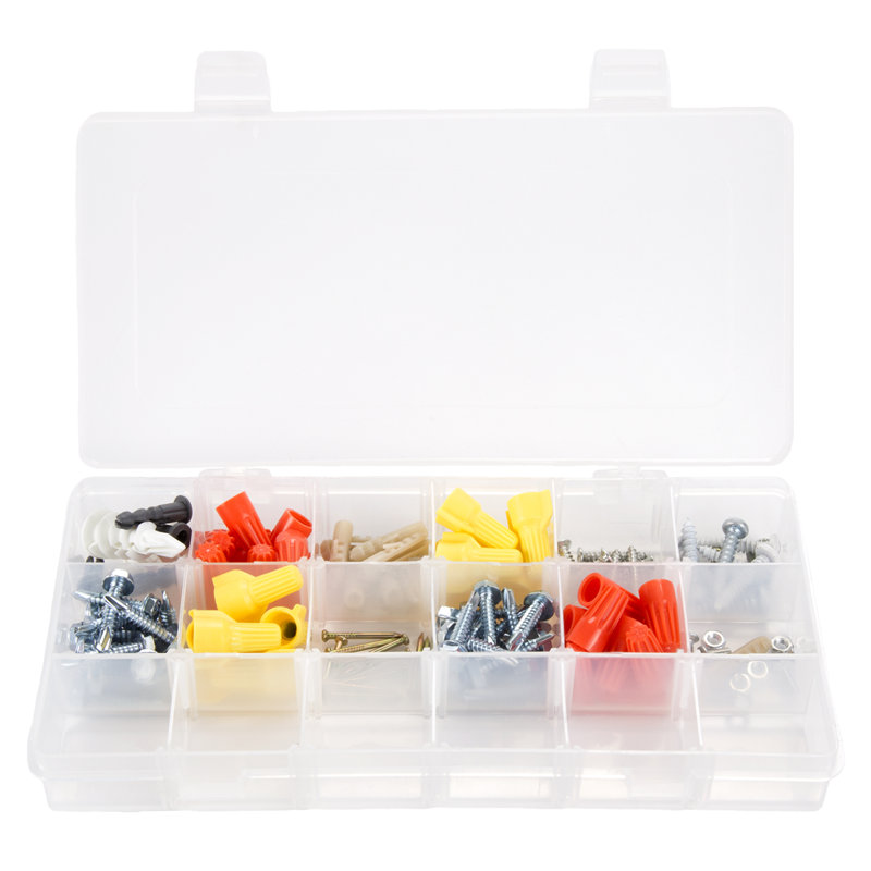 Stalwart Portable Tool Box - Small Parts Organizer and Customizable Compartment for Hardware, Crafts, Pink