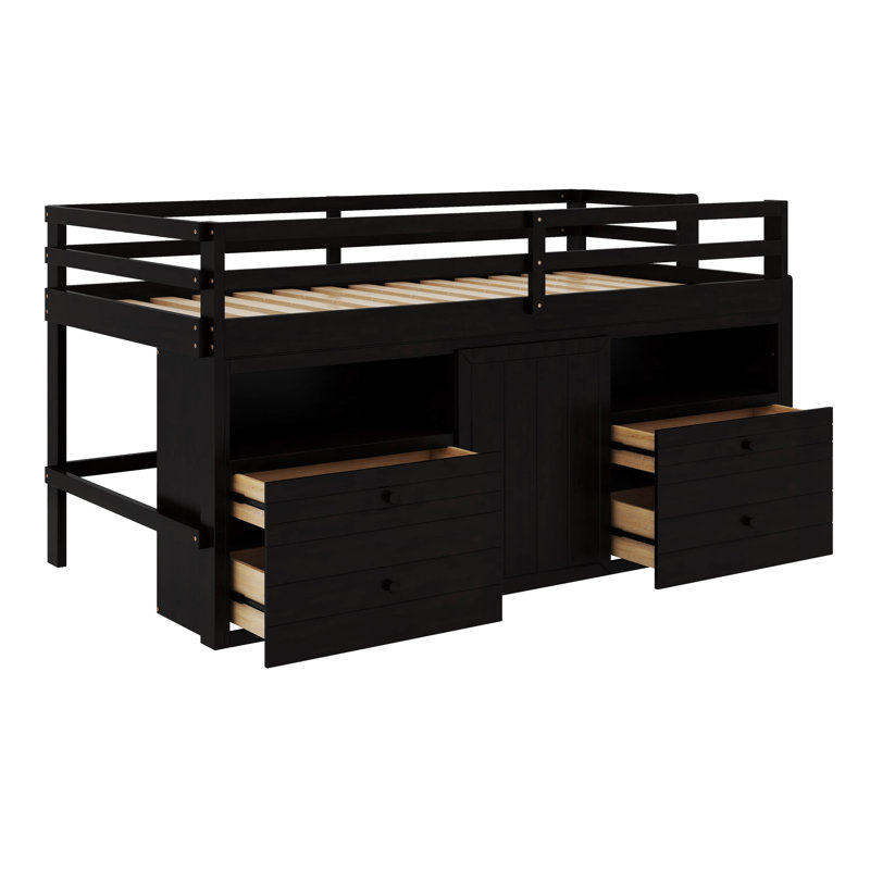 Jonee Loft Bed With 4 Drawers, Espresso