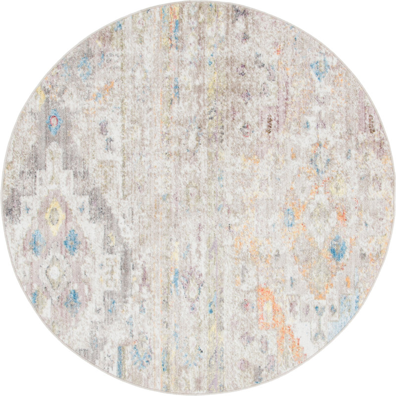 Tapis crème de style sud-ouest Leanora, Rond 5 pi