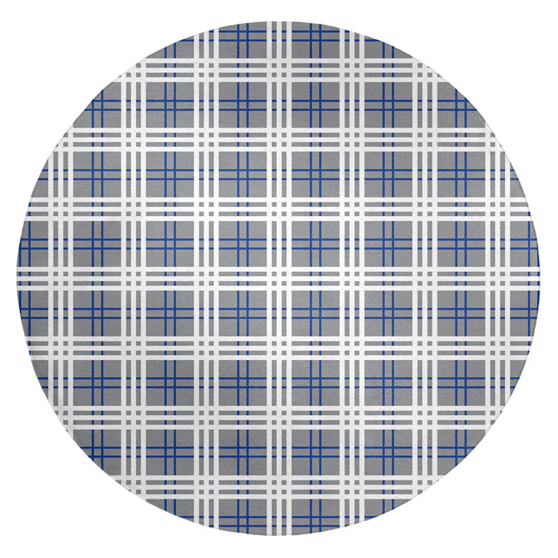 Tapis à carreaux gris, Rond 5 pi