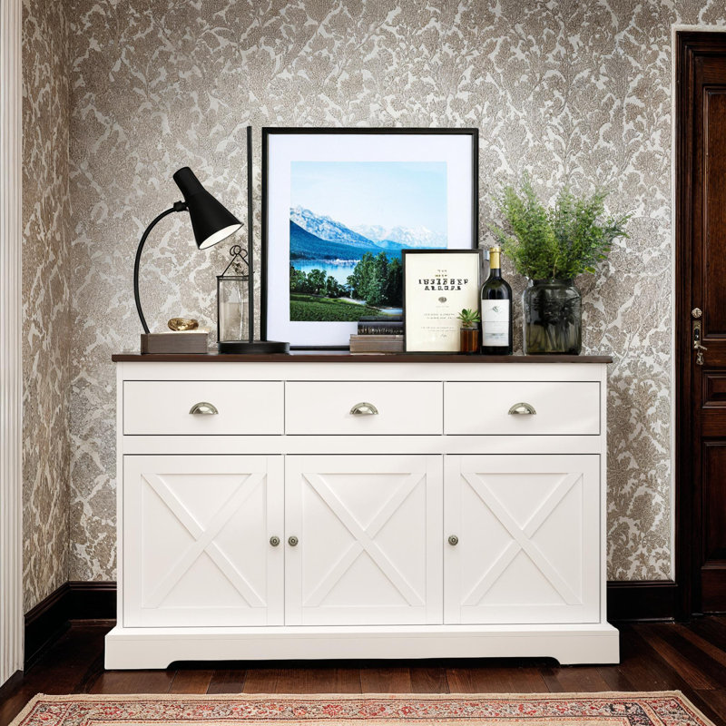 Buffet avec rangement et tiroirs Chic White