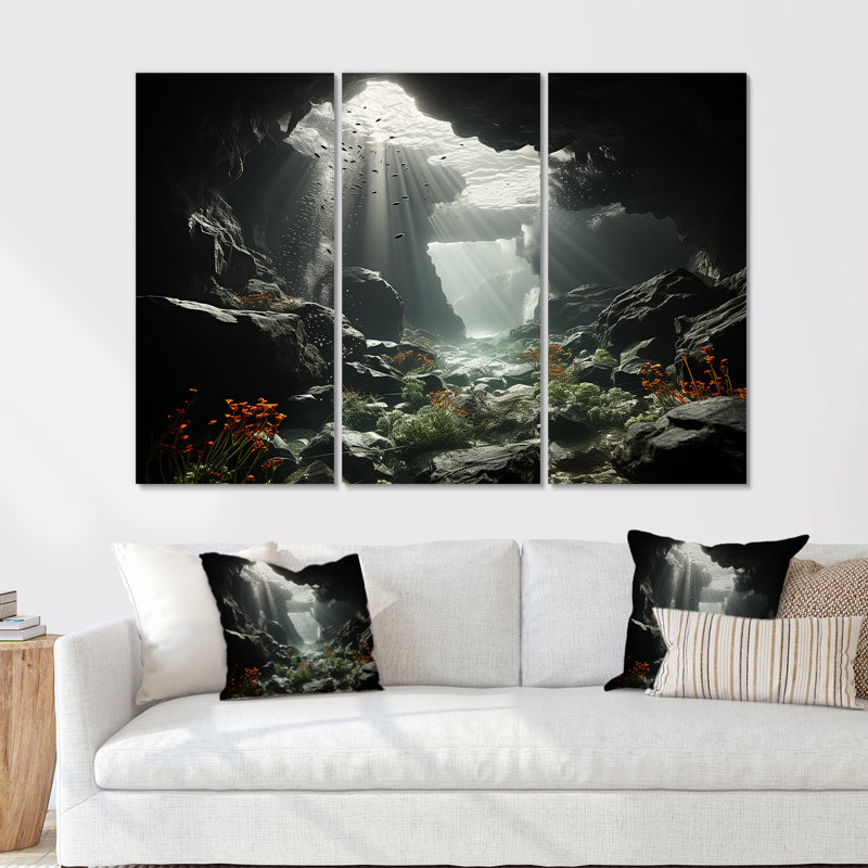Coral Reef Tranquility - ensemble d'art mural toile corail sous l'eau, Toile tendue, H 32 po x l 48 po x P 1 po