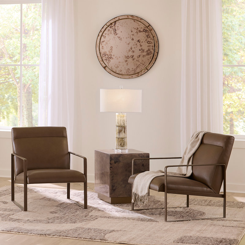 Hemingway Leather Accent Chair, Saddle, Truffle