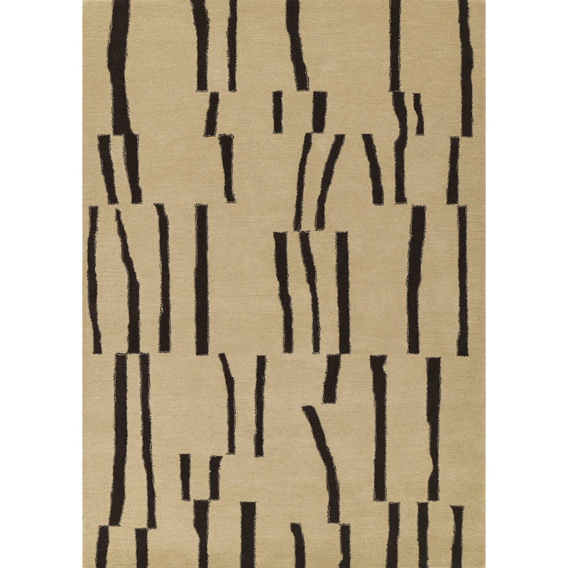 Tapis ivoire / brun en laine touffeté à la main Austin, Rectangle 2 pi x 3 pi