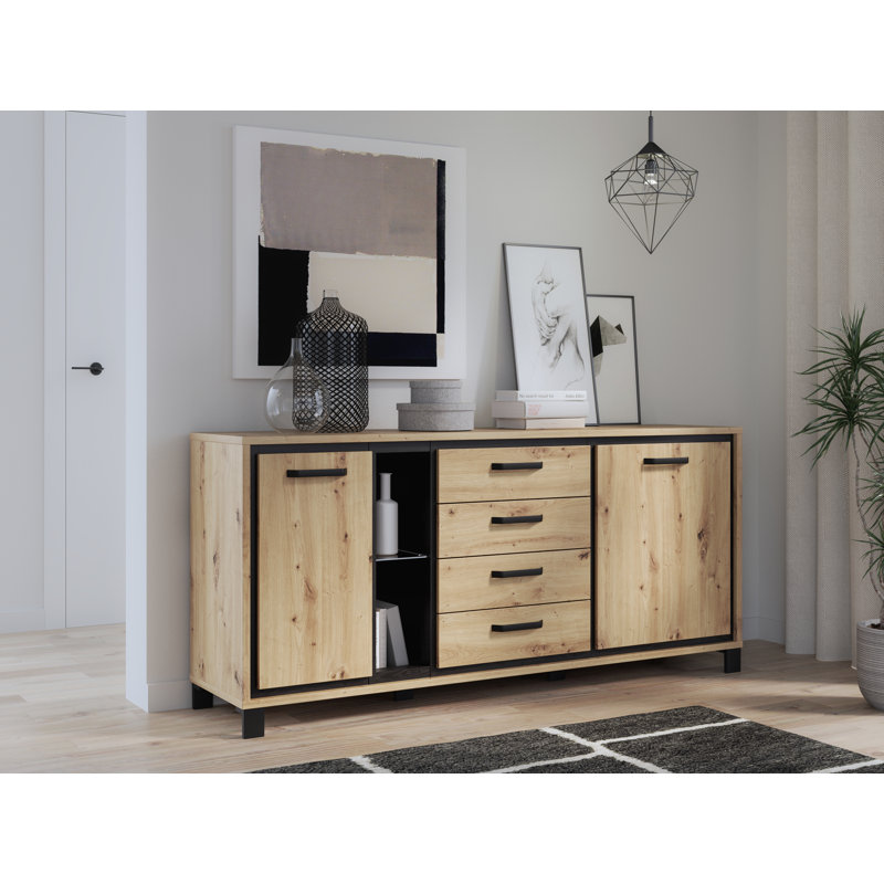 Commode combinée à 4 tiroirs l 69,84 po Charleen