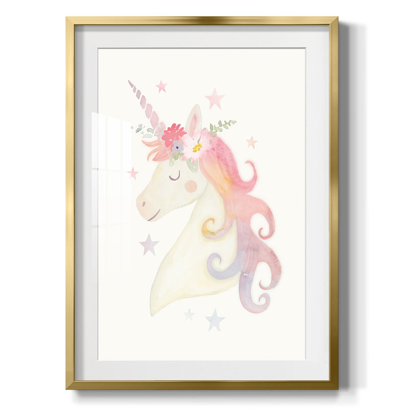 Sweet Unicorn I - impression encadrée, H 28,5 po x l 20,5 po, Doré