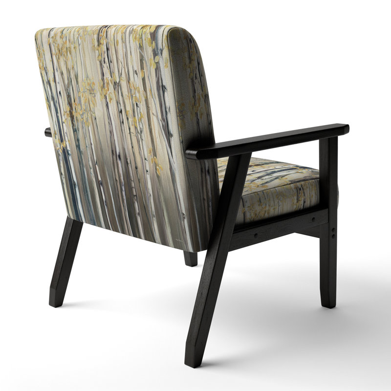Chaise avec accoudoirs rembourrée Reyne - Golden Birch Forest I - Paysages rembourrés