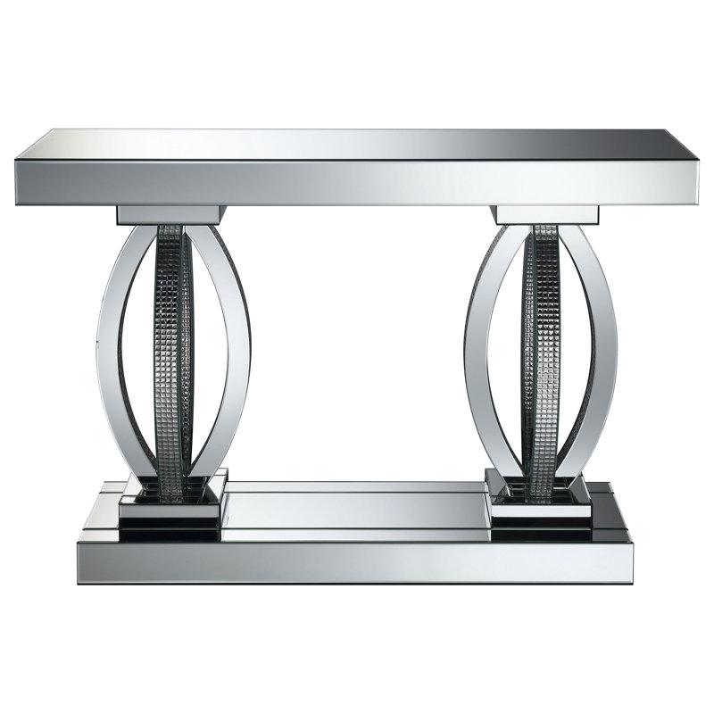 Console moderne en acrylique argenté à miroir pour entrée, forme classique de différents styles, table d'entrée élégante de 14 pouces de largeur, chaussures et manteaux d'organisation idéaux, H 31,48 po x l 14 po