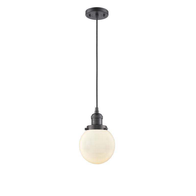 Luminaire suspendu sphère 1 lumière Zarmayr, Boîtier blanc mat, Bronze huilé, Ampoule non incluse