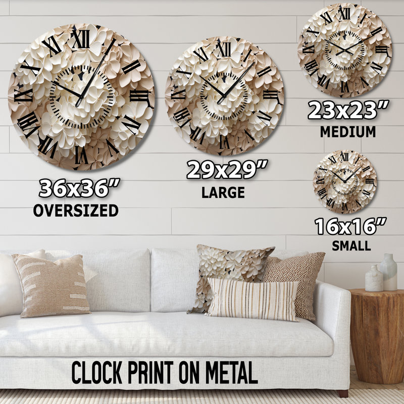 Horloge murale rétro «Minimalisme» Hydrangea II - Hydrangea, Médium