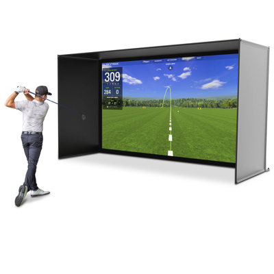 GoSports Golf Simulator Enclosure Net - Complete Set with Frame and HD Impact Screen Kit - 14 x 8 Ft